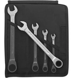 Stahlwille Maulringratschenschlüsselsatz 17F/5 5tlg. Z.72 Chrome-St. Verchr. Rolltasche