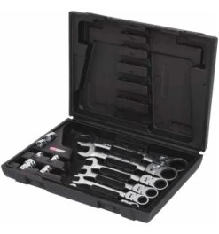 KS Tools GEARplus Gelenk-Ratschenringmaulschlüssel-Satz, 12-tlg.feststellbar Mit Adapter