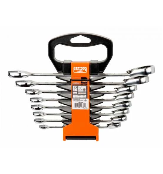 Bahco Satz Metrische Knarren-Ring-Maulschlüssel - 8-tlg./Kunststoffhalter 5 Bahco Satz Metrische Knarren-Ring-Maulschlüssel - 8-tlg./Kunststoffhalter – Bild 3