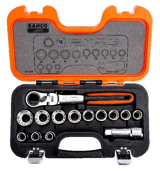 Bahco Durchsteck-Steckschlüssel-Satz Mit Schwenkkopf-Knarre Und Verlängerungen - 14-tlg. 6 Bahco Durchsteck-Steckschlüssel-Satz Mit Schwenkkopf-Knarre Und Verlängerungen - 14-tlg. – Bild 4
