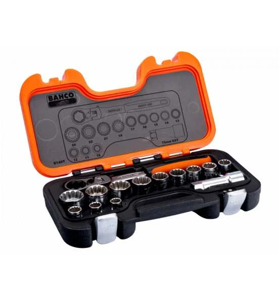Bahco Durchsteck-Steckschlüssel-Satz Mit Schwenkkopf-Knarre Und Verlängerungen - 14-tlg. 3 Bahco Durchsteck-Steckschlüssel-Satz Mit Schwenkkopf-Knarre Und Verlängerungen - 14-tlg.