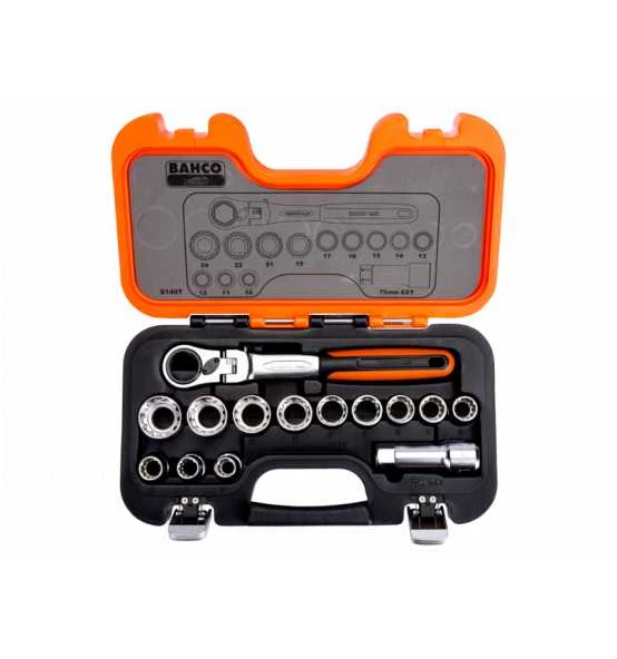 Bahco Durchsteck-Steckschlüssel-Satz Mit Schwenkkopf-Knarre Und Verlängerungen - 14-tlg. 7 Bahco Durchsteck-Steckschlüssel-Satz Mit Schwenkkopf-Knarre Und Verlängerungen - 14-tlg. – Bild 5