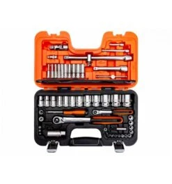 Bahco 1/4"- Und 1/2"-Steckschlüssel-Satz, Metrisch, Doppelsechskant, Inklusive Umschaltknarre Mit Schlankem Knarrenkopf - 56-tlg.