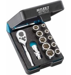 Hazet Steckschlüssel Satz, Vierkant Hohl 6,3 Mm (1/4"), Außen-Sechskant-Tractionsprofil, Anzahl Werkzeuge: 13, Art.Nr. 863MC/13