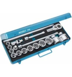Hazet Steckschlüssel Satz, Vierkant Hohl 20 Mm (3/4"), Außen-Doppel-Sechskant Profil, Anzahl Werkzeuge: 18, Art.Nr. 1002