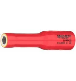 Hazet Steckschlüsseleinsatz, Sechskant, Lang, Schutzisoliert, Vierkant Hohl 12,5 Mm (1/2"), Außen-Sechskant-Tractionsprofil, 10 Mm