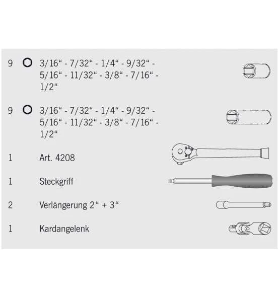 Projahn 1/4" Zoll Steckschlüssel Satz 23-tlg. 4 Projahn 1/4" Zoll Steckschlüssel Satz 23-tlg. – Bild 2