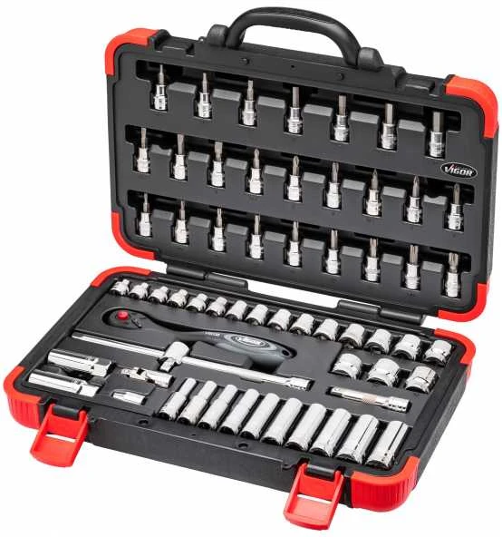 VIGOR Steckschlüssel Satz, Vierkant Hohl 10 Mm (3/8"), Außen Sechskant Profil, Innen TORX Profil, Innen Sechskant Profil, Kreuzschlitz Profil PH, Pozi 7 VIGOR Steckschlüssel Satz, Vierkant Hohl 10 Mm (3/8"), Außen Sechskant Profil, Innen TORX Profil, Innen Sechskant Profil, Kreuzschlitz Profil PH, Pozi – Bild 5