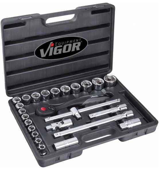 VIGOR Innenvierkant Antrieb 12,5, 1/2 Zoll Steckschlüssel-Satz, Anzahl Werkzeuge: 25 3 VIGOR Innenvierkant Antrieb 12,5, 1/2 Zoll Steckschlüssel-Satz, Anzahl Werkzeuge: 25