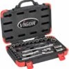 VIGOR Steckschlüssel Satz, Vierkant Hohl 12,5 Mm (1/2"), Außen Sechskant Profil, 10 - 32, Anzahl Werkzeuge: 25 -Werabahco Verkaufe steckschluesselgarnitur vigor 752546 czm