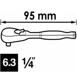 VIGOR Feinzahn-Umschaltknarre, Extrakurze Ausführung, Vierkant Massiv 6,3 Mm (1/4"), 95 Mm -Werabahco Verkaufe vigor knarren 1271397 czm