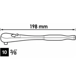 VIGOR Feinzahn-Umschaltknarre, Standard, Vierkant Massiv 10 Mm (3/8"), 198 Mm -Werabahco Verkaufe vigor knarren 1271400 czm