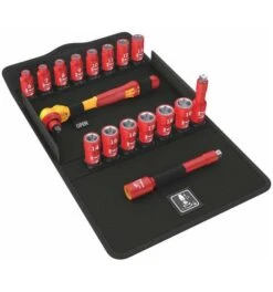 Wera 8100 SB VDE 1 Zyklop Knarrensatz, Isoliert, Umschalthebel, 3/8"-Antrieb, Metrisch, 17-tlg.