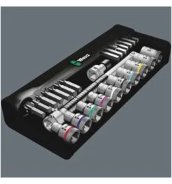 Wera 8100 SC 10 Zyklop Metal-Knarrensatz, Durchsteckvierkant, 1/2"-Antrieb, Zöllig, 28-tlg. -Werabahco Verkaufe wera knarren 807725 czm
